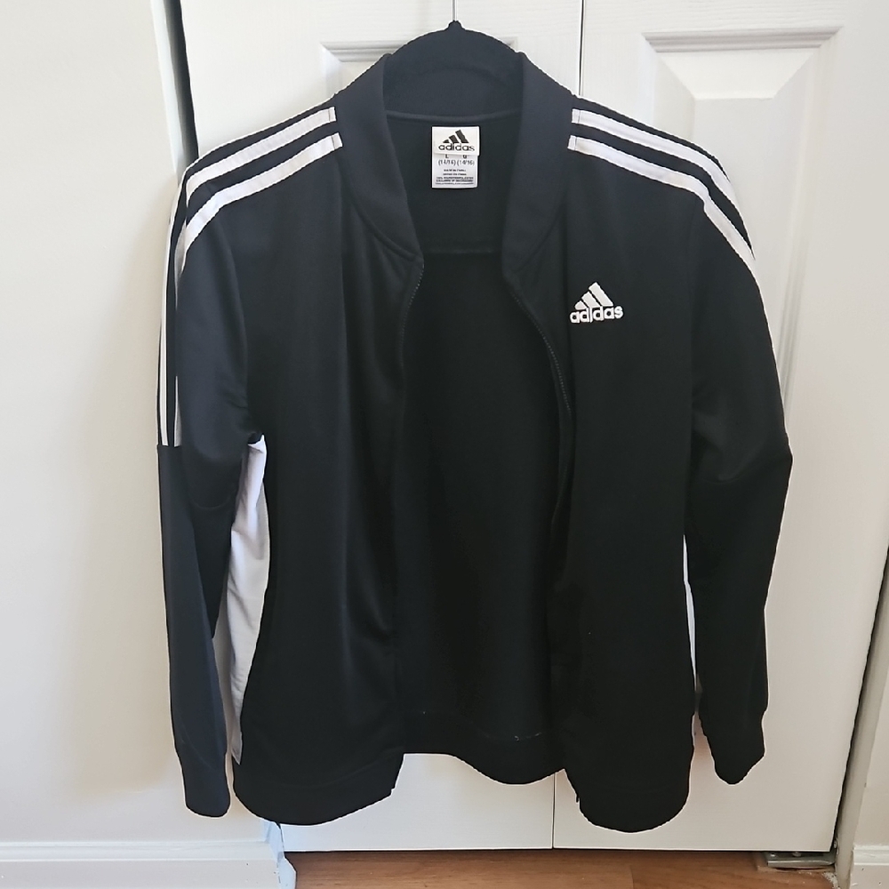 Adidas Kids (14-16) Black and White Windbreaker